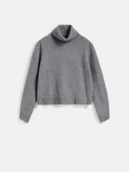 Wełniany sweter - szary. Szare swetry damskie Reserved, l, bez wzorów, z wełny, bez kołnierzyka, bez ramiączek, bez kaptura. Za 199.99 zł.