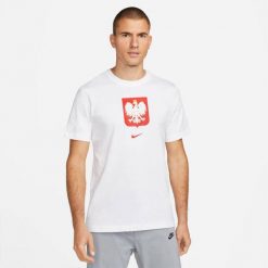 Koszulka Kibica Nike Polska z Dużym Godłem. Czerwone koszulki sportowe męskie Nike, l, bez wzorów, bez kołnierzyka, bez ramiączek, do piłki nożnej. Za 107.70 zł.