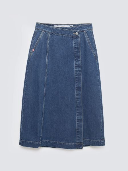 Spódnica damska midi jeansowa granatowa Roxana 567. Niebieskie spódnice damskie Big Star, bez wzorów, z bawełny, midi, kopertowe. W wyprzedaży za 119.99 zł.