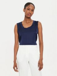ViCOLO Bluzka TB0038 Granatowy Regular Fit. Niebieskie bluzki damskie ViCOLO, l, bez wzorów, z syntetyku, bez kołnierzyka, bez ramiączek. Za 99.99 zł.