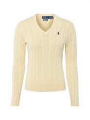 Polo Ralph Lauren Sweter damski z dzianiny Kobiety Bawełna żółty jednolity, L. Żółte swetry damskie Polo Ralph Lauren, l, bez wzorów, z bawełny, bez kołnierzyka, bez ramiączek, bez kaptura. Za 989.95 zł.