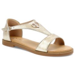 Złote Sandały Filippo Eleganckie Obuwie Damskie. Żółte klapki damskie Filippo, z aplikacjami, eleganckie, bez obcasa, na płaskiej podeszwie. Za 109.00 zł.