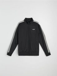 Rozpinana bluza sportowa bomberka - czarny. Czarne bluzy męskie Sinsay, l, bez wzorów, bez kaptura. Za 59.99 zł.