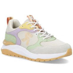 Półbuty damskie sneakersy beżowe Rieker W2506-60. Brązowe półbuty damskie Rieker, bez wzorów, ze skóry ekologicznej, sportowe, bez obcasa, bez zapięcia. Za 379.00 zł.