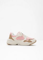 Sneakersy chunky. Brązowe obuwie sportowe damskie bonprix, bez wzorów, z materiału. Za 147.99 zł.