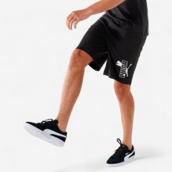 Spodenki fitness męskie Puma. Czarne krótkie spodenki sportowe męskie Puma, m, bez wzorów, z bawełny, na fitness i siłownię. Za 79.99 zł.