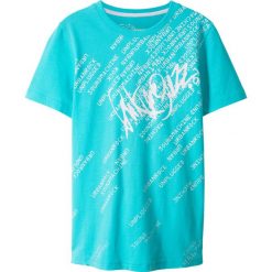 T-shirt Slim Fit bonprix morski z nadrukiem. Niebieskie koszule dla chłopców bonprix, bez wzorów, bez ramiączek. Za 21.99 zł.