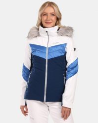 Damska kurtka narciarska Kilpi LIN-W. Białe kurtki snowboardowe damskie Kilpi, bez wzorów, z materiału, bez kaptura, narciarskie. Za 628.61 zł.