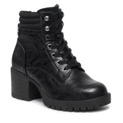 Trzewiki Refresh. Czarne botki damskie Refresh, bez obcasa, na słupku, bez zapięcia. Za 239.99 zł.