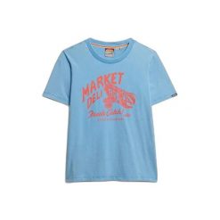 Koszulka damska Superdry Roadside Trade. Niebieskie t-shirty damskie Superdry., uniwersalny, bez wzorów, z materiału, eleganckie, bez kołnierzyka. Za 197.65 zł.
