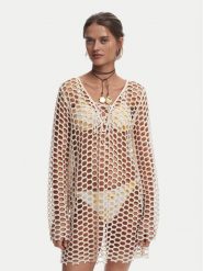 Desigual Sukienka plażowa Flow 25SWMK22 Beżowy Regular Fit. Brązowe sukienki damskie Desigual, na plażę, l, bez wzorów, z bawełny, bez kołnierzyka, bez ramiączek. Za 189.99 zł.