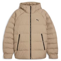 Kurtka z kapturem Puma Mono. Brązowe kurtki sportowe męskie Puma, bez wzorów, do biegania. W wyprzedaży za 551.50 zł.