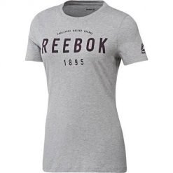 Koszulka sportowa damska Reebok Basic 1895 Tee. Szare koszulki sportowe damskie Reebok, bez wzorów, bez kołnierzyka, bez ramiączek. Za 111.00 zł.