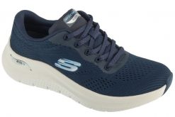Buty sportowe damskie, Arch Fit 2.0 - Big League. Niebieskie obuwie sportowe damskie Skechers, bez wzorów, z materiału, trekkingowe. Za 359.99 zł.
