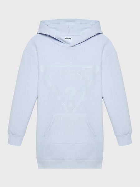 Guess Sukienka dzianinowa J2BK35 FL03S Niebieski Regular Fit. Niebieskie sukienki dla dziewczynek Guess, z aplikacjami, z bawełny, bez ramiączek. Za 279.99 zł.