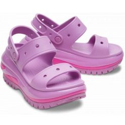 Klapki Crocs Mega Crush Sandal 207989-6WQ fioletowe. Fioletowe klapki damskie bez wzorów, casualowe, bez obcasa, na platformie. Za 449.26 zł.