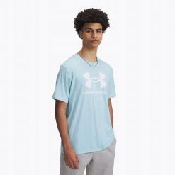 T-Shirt Męski Under Armour Koszulka Sportowa UA Logo. Niebieskie koszulki sportowe męskie Under Armour, m, bez wzorów, bez kołnierzyka, bez ramiączek, do biegania. Za 83.99 zł.