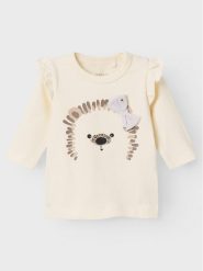 NAME IT Bluzka 13219336 Beżowy Regular Fit. Brązowe t-shirty i topy dla dziewczynek Name it, bez wzorów, z bawełny, bez ramiączek. Za 39.99 zł.