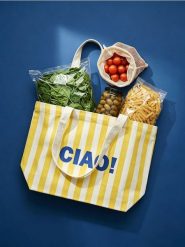 Torba shopper na ramię w paski z napisem - żółty. Żółte torby i plecaki dziecięce Sinsay. Za 25.99 zł.