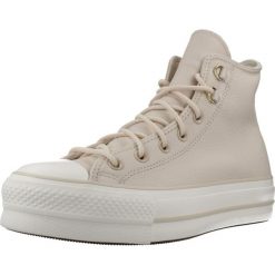 Buty CONVERSE CHUCK TAYLOR ALL STAR LIFT HI Nago. Czerwone trampki i tenisówki damskie Converse, bez wzorów, ze skóry, retro, bez zapięcia. Za 363.99 zł.