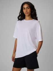 4F T-shirt loose gładki damski - biały M. Białe t-shirty damskie 4f, m, bez wzorów, z dzianiny, klasyczne, bez kołnierzyka. Za 89.99 zł.