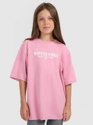 4F T-shirt regular z nadrukiem dziewczęcy - różowy 122/128 (6-8 lat). Czerwone t-shirty i topy dla dziewczynek 4f, bez wzorów, z bawełny, bez ramiączek. Za 49.99 zł.