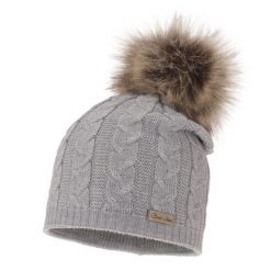 Czapka Damska z Wełny Merino Bafi - Szara. Szare czapki i kapelusze damskie Molly, bez wzorów, z materiału. Za 59.00 zł.