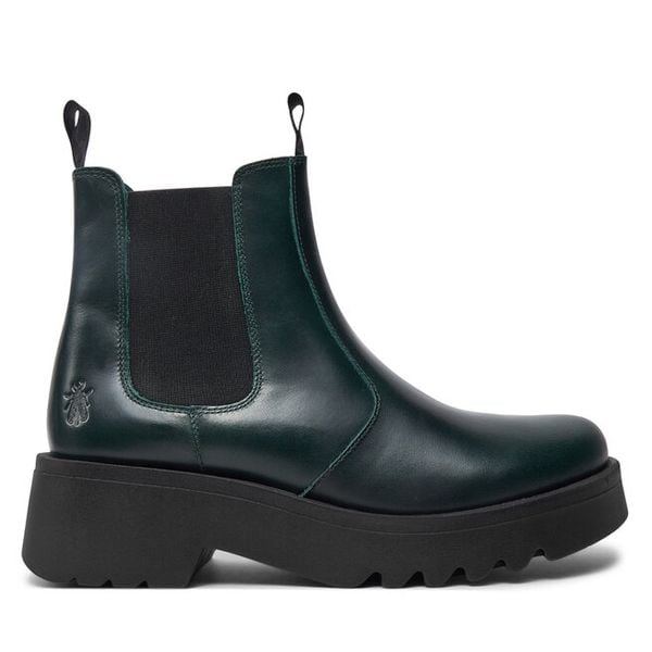 Sztyblety Fly London. Zielone botki damskie Fly London, bez obcasa, na płaskiej podeszwie, bez zapięcia. Za 749.99 zł.