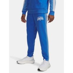 Spodnie Męskie Under Armour Dresowe Z Logo Rival Fleece Colorblock. Niebieskie buty sportowe męskie Under Armour, m, bez wzorów, z dresówki, na fitness i siłownię. Za 249.99 zł.
