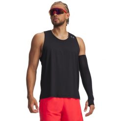 Koszulka do biegania męska Under Armour Velociti Pro Singlet. Czarne koszulki sportowe męskie Under Armour, m, bez wzorów, z elastanu, bez kołnierzyka, bez ramiączek, do biegania. Za 264.10 zł.