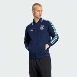 Wyjazdowa bluza reprezentacyjna Niemcy. Niebieskie bluzy męskie Adidas, xl, bez wzorów, bez kaptura. Za 506.50 zł.