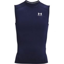 Koszulka bez rękawów Heatgear Under Armour. Białe koszulki sportowe męskie Under Armour, m, bez wzorów, bez kołnierzyka, bez ramiączek, do biegania. Za 200.00 zł.