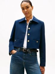 Tommy Hilfiger Krótka marynarka Kobiety Sztuczne włókno niebieski, 42. Niebieskie żakiety damskie Tommy Hilfiger, z aplikacjami, z dżerseju, eleganckie. Za 479.95 zł.