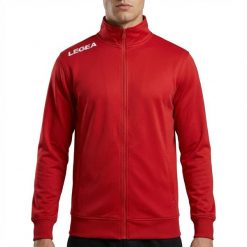 Męska Bluza Treningowa z Kapturem Czerwona. Czerwone bluzy męskie Legea, m, bez wzorów, z bawełny, bez kaptura, do biegania. Za 88.00 zł.