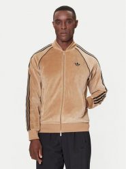 Adidas Bluza SST adicolor Velour JX1561 Beżowy Loose Fit. Brązowe bluzy męskie Adidas, m, bez wzorów, z bawełny, bez kaptura. Za 309.99 zł.