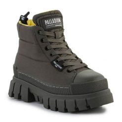 Buty Palladium Revolt Boot Overcush 98863-325-M zielone. Zielone obuwie sportowe damskie bez wzorów, z materiału, trekkingowe. Za 744.13 zł.