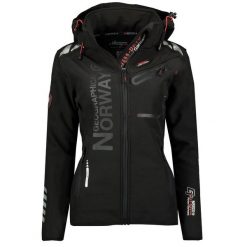 Geographical Norway REINE ASSOR B LADY 068 – damski softshell wodoodporny. Czarne kurtki damskie Geographical Norway, bez wzorów, z elastanu, bez kaptura. Za 229.00 zł.