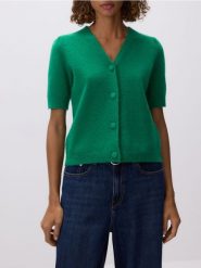 Kardigan z wełną - zielony. Zielone kardigany damskie Reserved, l, bez wzorów, z dzianiny. Za 129.99 zł.