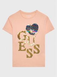 Guess T-Shirt J3GI04 K6YW1 Pomarańczowy Regular Fit. Brązowe t-shirty i topy dla dziewczynek Guess, z aplikacjami, z bawełny, bez ramiączek. Za 169.99 zł.
