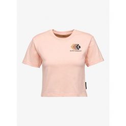 Koszulka z nadrukiem damska Black Diamond Faded Crop SS Tee. Brązowe koszulki sportowe damskie Black Diamond, bez wzorów, bez kołnierzyka, bez ramiączek. Za 123.99 zł.