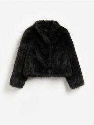Kurtka z imitacji futra - ciemnoszary. Szare kurtki damskie Reserved, l, bez wzorów, bez kaptura. Za 399.99 zł.