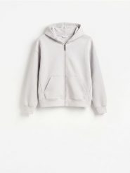 Bluza z kapturem - jasnoszary. Szare bluzy męskie Reserved, l, bez wzorów, z bawełny, z kapturem. Za 149.99 zł.