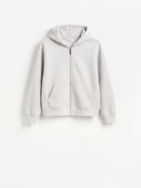 Bluza z kapturem - jasnoszary. Szare bluzy męskie Reserved, l, bez wzorów, z bawełny, z kapturem. Za 149.99 zł.