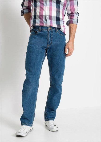Jeansy regular fit, straight. Niebieskie jeansy męskie bonprix. Za 117.99 zł.