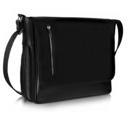 Torba męska Tizano czarna TM16 -E3. Czarne torby na laptopa męskie TIZANO, bez wzorów, z materiału, biznesowe, na ramię, duże. Za 162.99 zł.