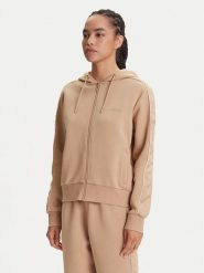 Guess Bluza V5YQ00 KB3P2 Beżowy Regular Fit. Brązowe bluzy damskie Guess, xxs, z aplikacjami, z bawełny, bez kaptura. Za 299.99 zł.