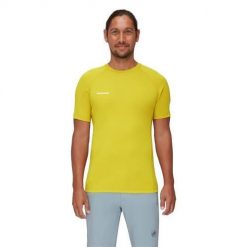 Koszulka sportowa męska Mammut Aegility Fl Outdoor. Żółte koszulki sportowe męskie Mammut, m, bez wzorów, bez kołnierzyka, bez ramiączek, outdoorowe. Za 362.00 zł.