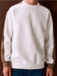 Bluza crewneck z lampasami - kremowy. Białe bluzy męskie Sinsay, l, bez wzorów, bez kaptura. Za 49.99 zł.