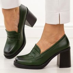 Zielone mokasyny damskie na słupku M.Daszyński 2461-7. Zielone mokasyny damskie M.Daszyński, z jeansu, eleganckie. Za 169.00 zł.