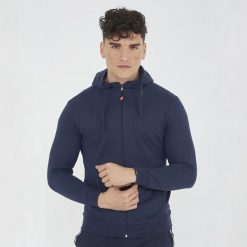 Lekka kurtka sportowa z kapturem MAYA oversize niebieska. Niebieskie kurtki męskie Legea, xl, bez wzorów, z bawełny, do biegania. Za 108.00 zł.